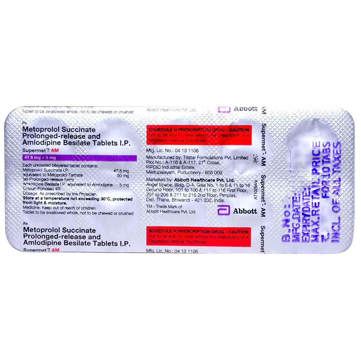 Supermet-AM Tablet 10's, Pack of 10 TABLETS Supermet-AM Tablet 10's, Pack of 10 TABLETS