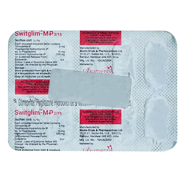 Switglim-MP 2/15 Tablet 10's, Pack of 10 TABLETS