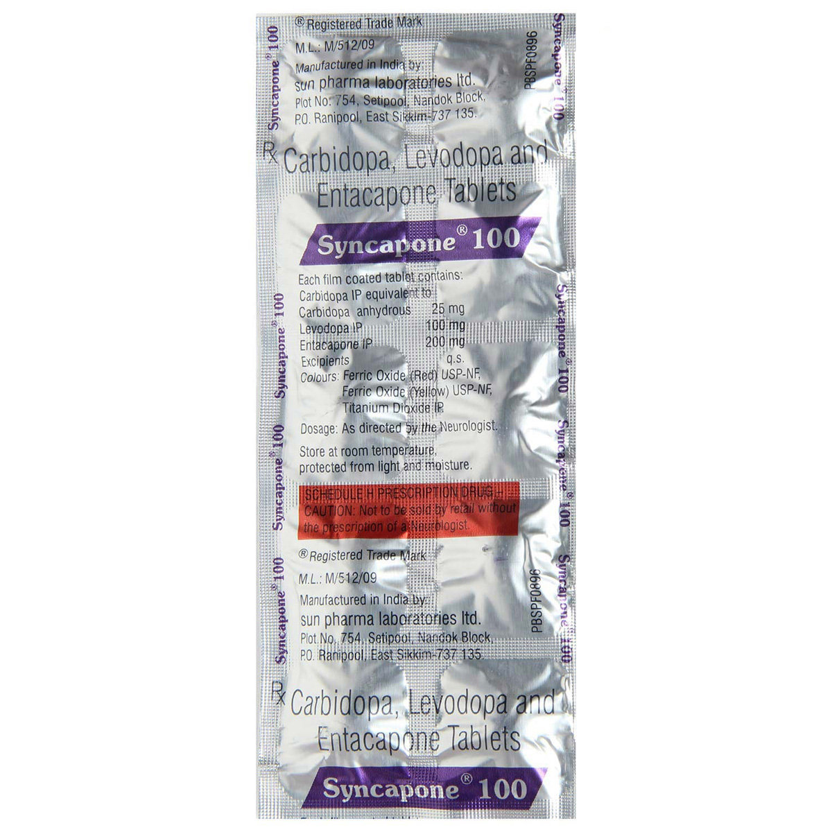 Syncapone 100 Tablet 10's, Pack of 10 TabletS Syncapone 100 Tablet 10's, Pack of 10 TabletS