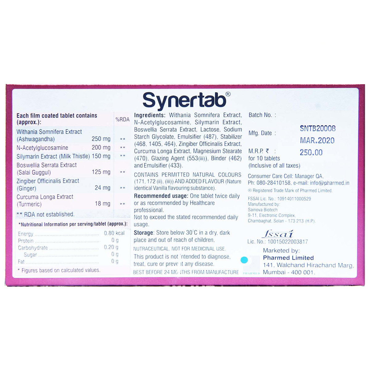 Synertab Tablet 10's, Pack of 10 Synertab Tablet 10's, Pack of 10