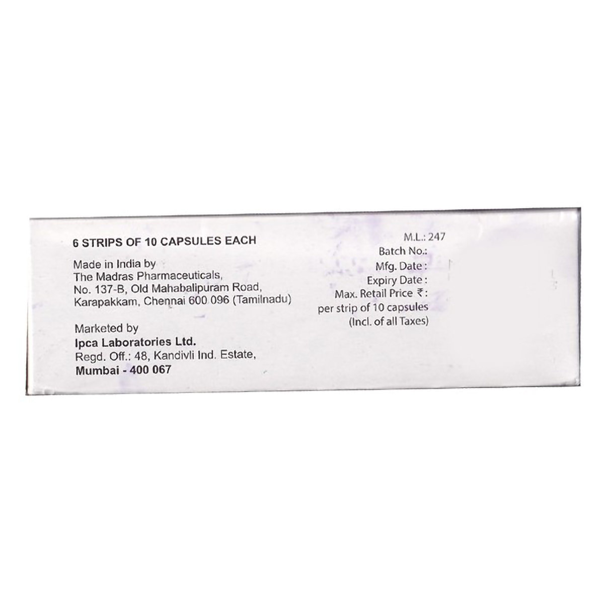 Tacva-1 Capsule 10's, Pack of 10 CAPSULES Tacva-1 Capsule 10's, Pack of 10 CAPSULES