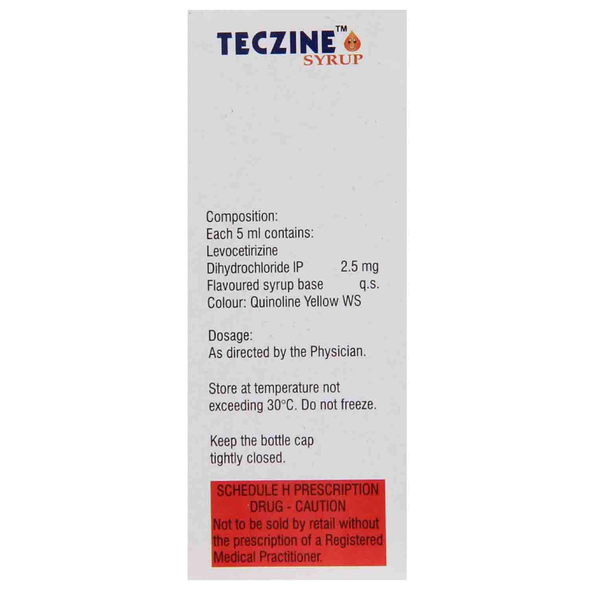 Teczine Syrup 60 ml, Pack of 1 Syrup Teczine Syrup 60 ml, Pack of 1 Syrup
