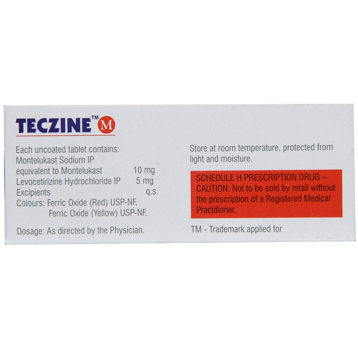 Teczine M Tablet 10's, Pack of 10 TABLETS Teczine M Tablet 10's, Pack of 10 TABLETS