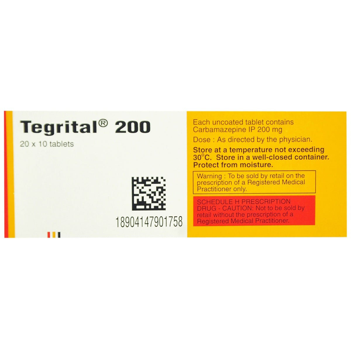 Tegrital 200 Tablet 10's, Pack of 10 TABLETS Tegrital 200 Tablet 10's, Pack of 10 TABLETS