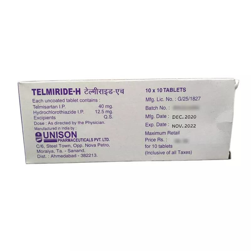 Telmiride H Tablet 10's, Pack of 10 Telmiride H Tablet 10's, Pack of 10
