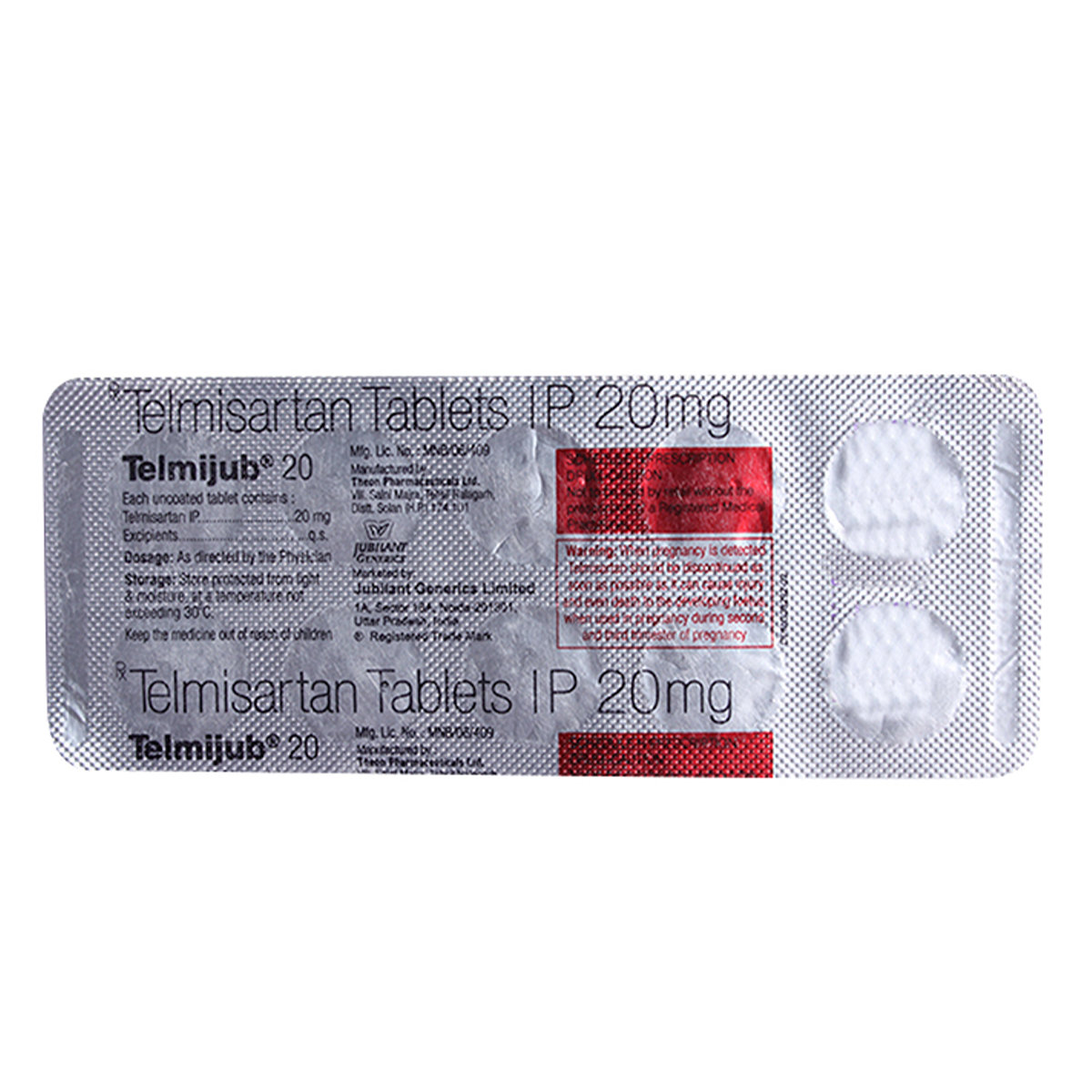 Telmijub 20 mg Tablet 10's, Pack of 10 TabletS Telmijub 20 mg Tablet 10's, Pack of 10 TabletS