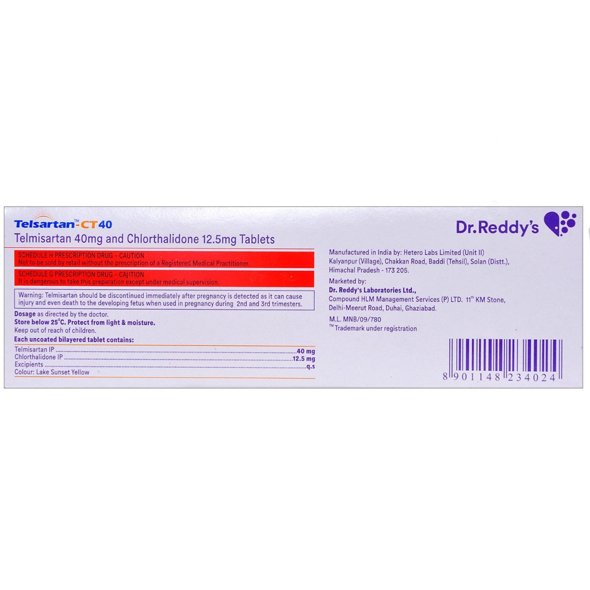 Telsartan-CT 40 Tablet 10's, Pack of 10 Telsartan-CT 40 Tablet 10's, Pack of 10