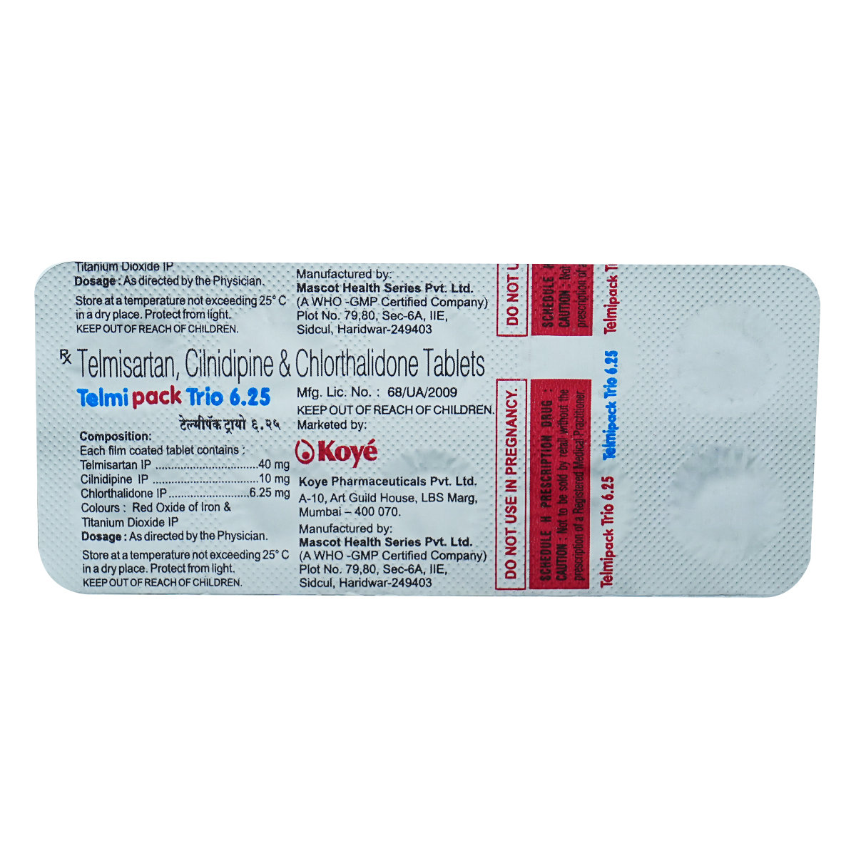 Telmipack Trio 6.25 Tablet 10's, Pack of 10 Telmipack Trio 6.25 Tablet 10's, Pack of 10