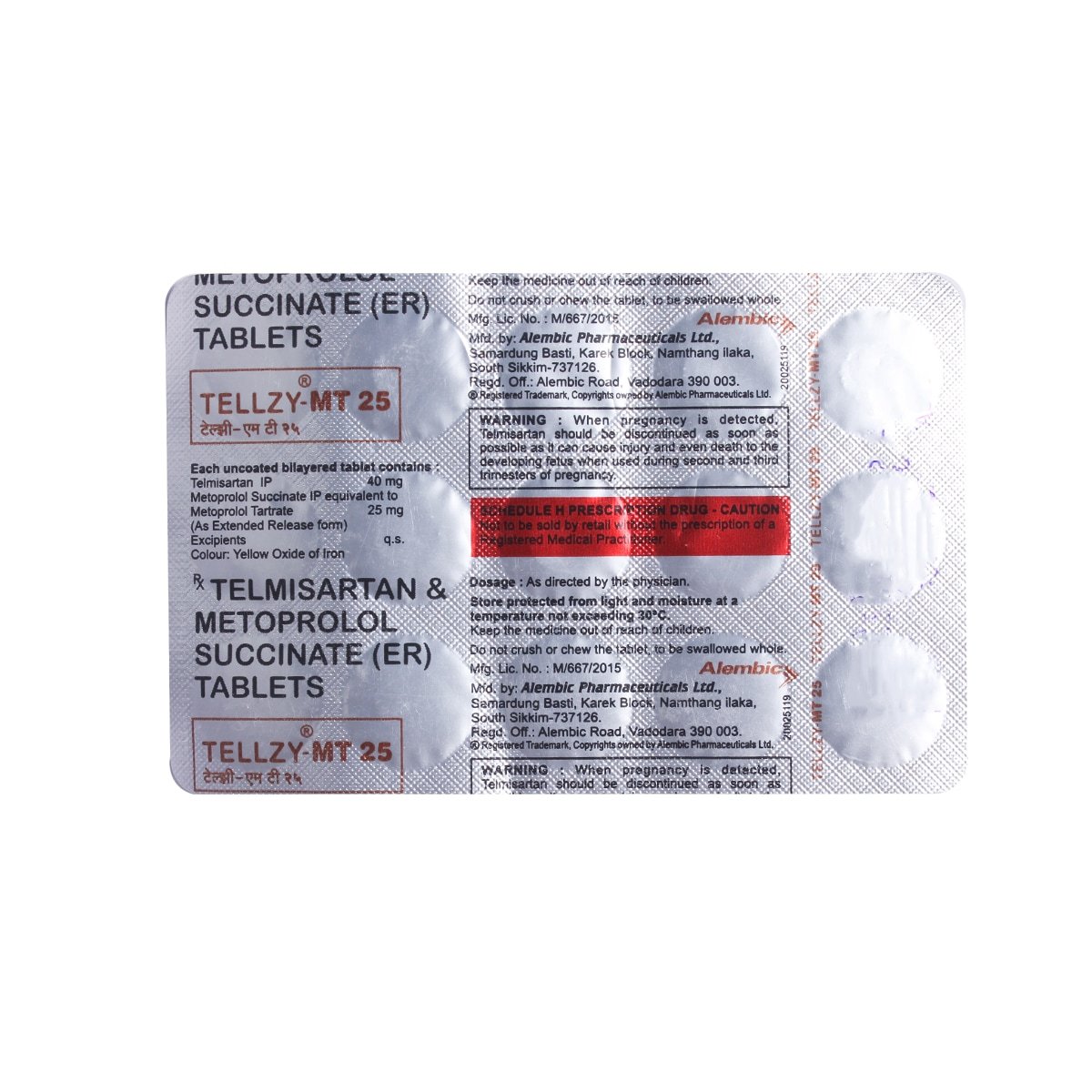 Tellzy-MT 25 mg Tablet 15's, Pack of 15 TABLETS Tellzy-MT 25 mg Tablet 15's, Pack of 15 TABLETS