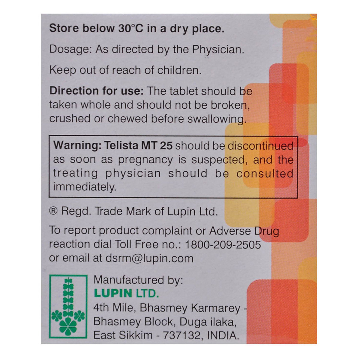 Telista MT 25 Tablet 15's, Pack of 15 TABLETS Telista MT 25 Tablet 15's, Pack of 15 TABLETS