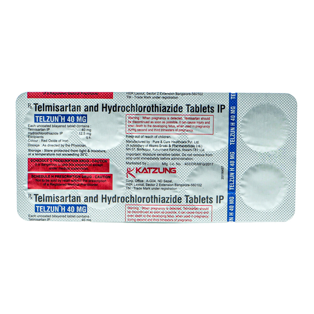 Telzun H 40 mg Tablet 10's, Pack of 10 Telzun H 40 mg Tablet 10's, Pack of 10