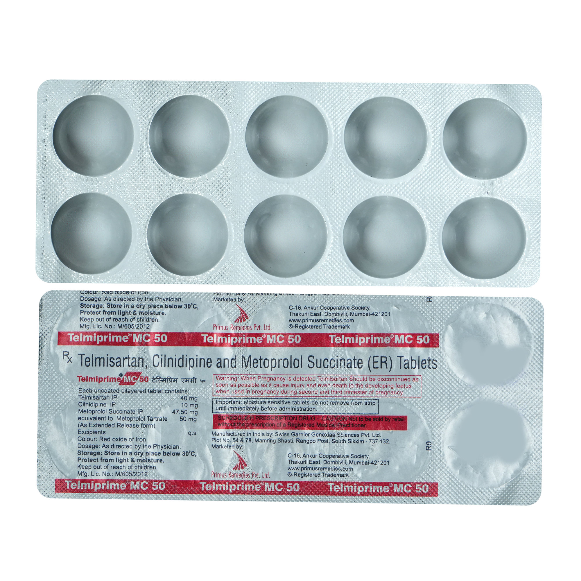 Telmiprime MC Tablet 10's, Pack of 10 TabletS Telmiprime MC Tablet 10's, Pack of 10 TabletS