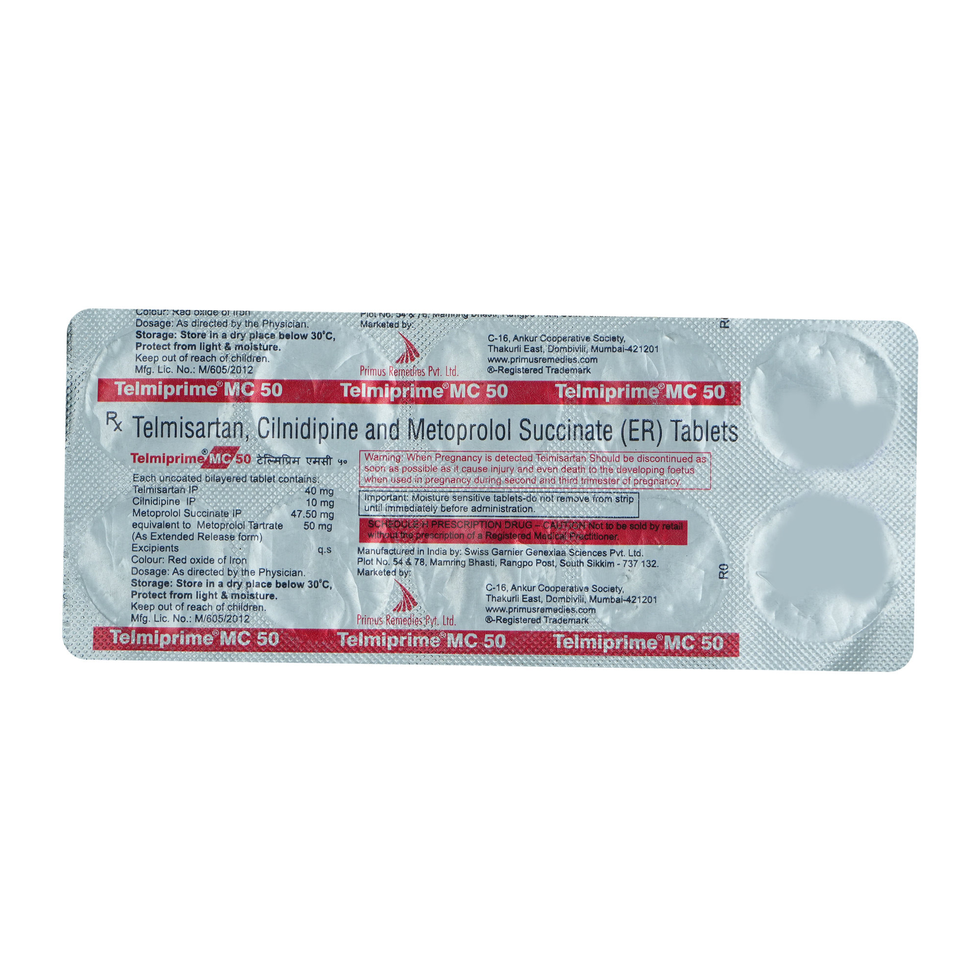 Telmiprime MC Tablet 10's, Pack of 10 TabletS Telmiprime MC Tablet 10's, Pack of 10 TabletS