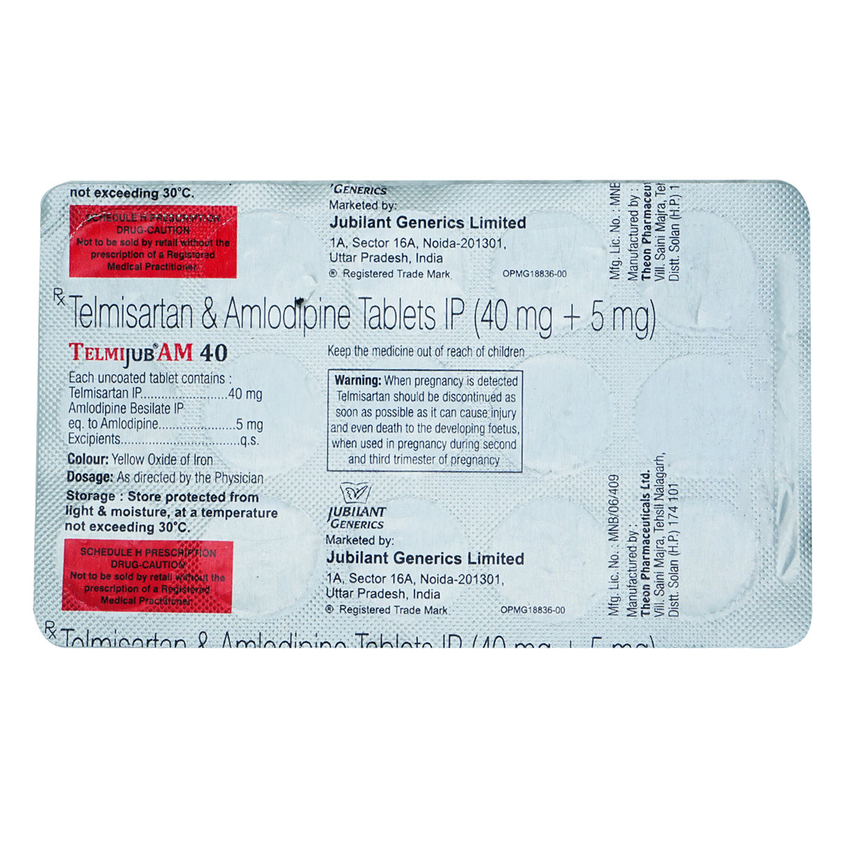 Telmijub AM 40 mg Tablet 15's, Pack of 15 TABLETS Telmijub AM 40 mg Tablet 15's, Pack of 15 TABLETS