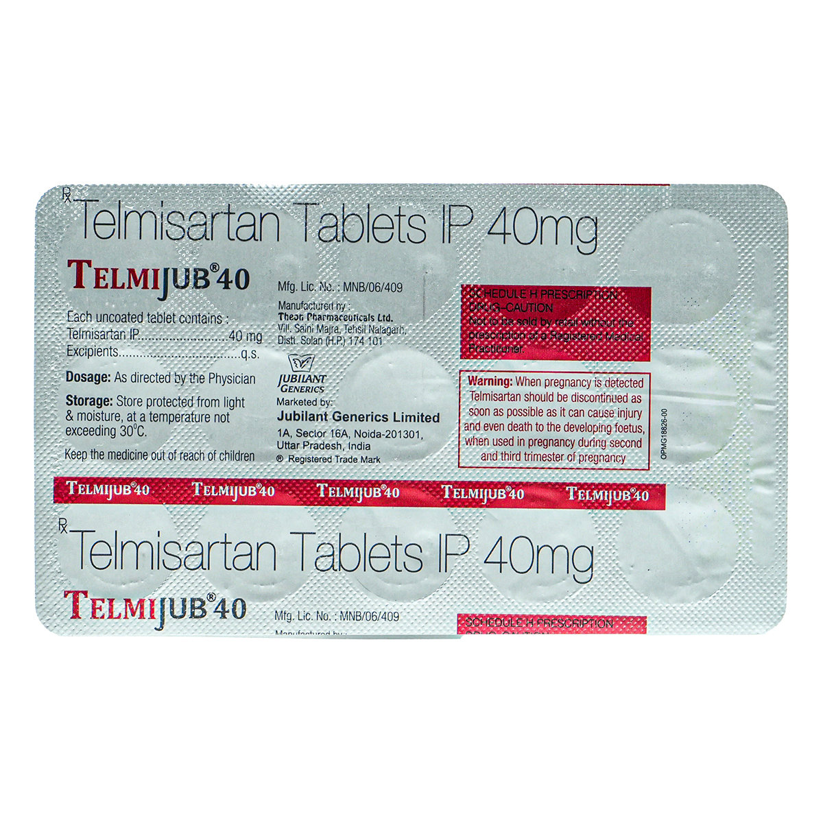 Telmijub 40 mg Tablet 15's, Pack of 15 TabletS Telmijub 40 mg Tablet 15's, Pack of 15 TabletS