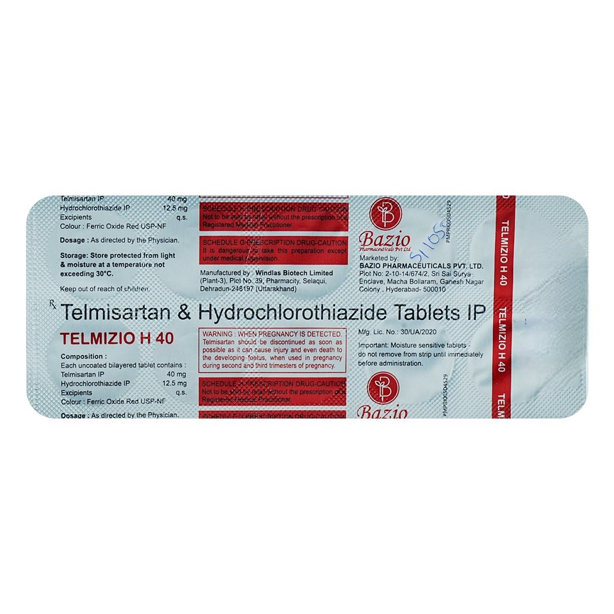 Telmizio H 40 Tablet 10's, Pack of 10 TabletS Telmizio H 40 Tablet 10's, Pack of 10 TabletS