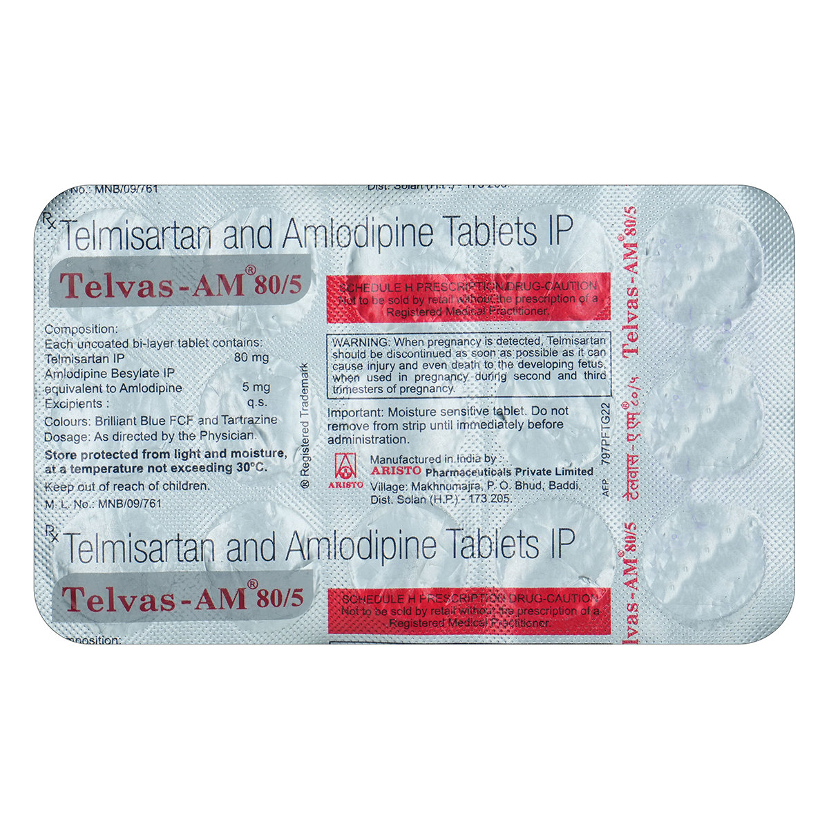 Telvas-AM 80 mg/5 mg Tablet 15's, Pack of 15 TabletS Telvas-AM 80 mg/5 mg Tablet 15's, Pack of 15 TabletS