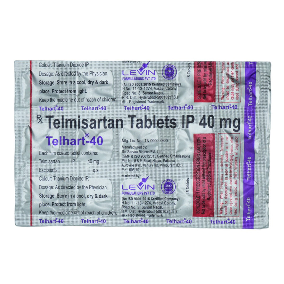 Telhart-40 Tablet 15's, Pack of 15 TabletS Telhart-40 Tablet 15's, Pack of 15 TabletS