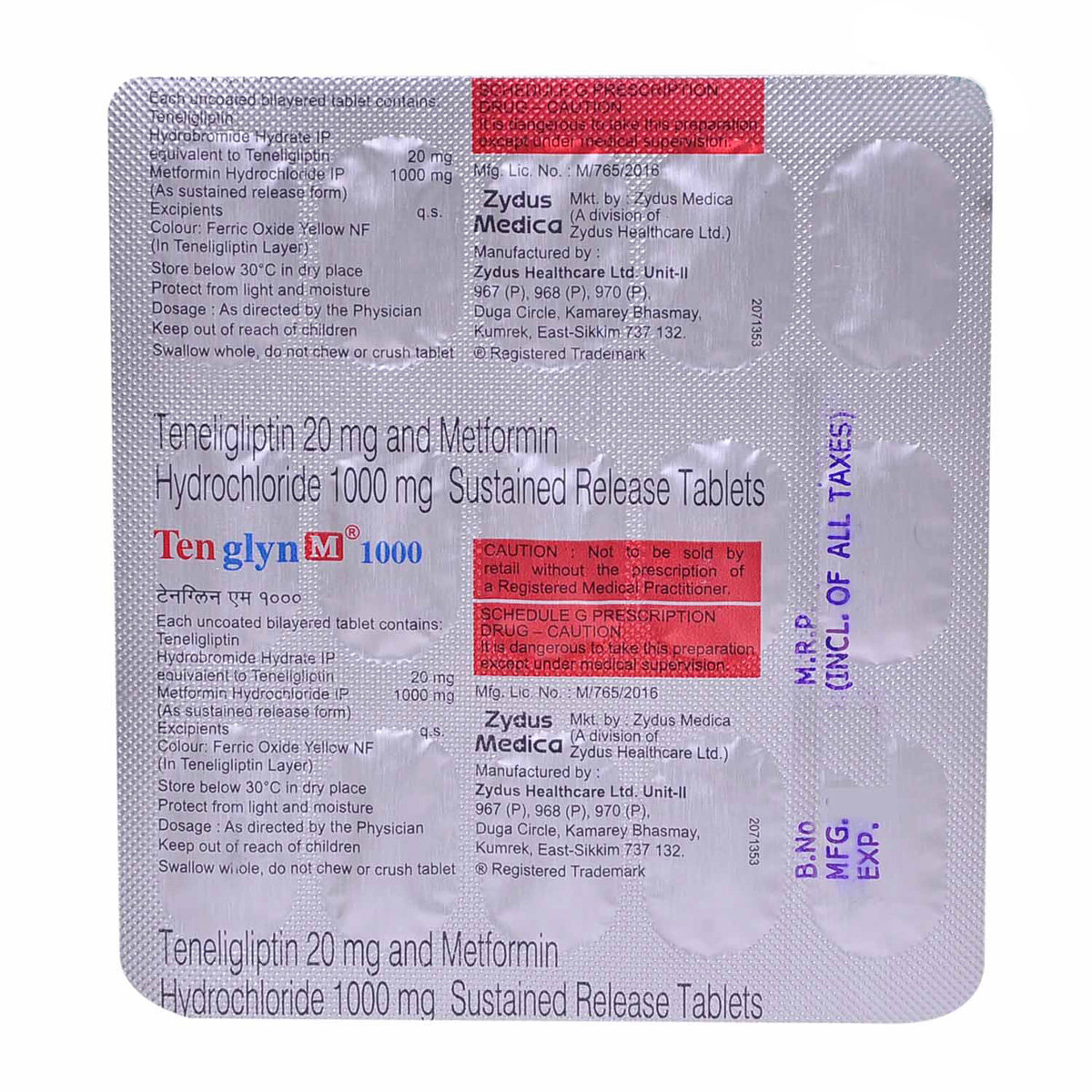 Tenglyn M 1000 Tablet 15's, Pack of 15 TABLETS Tenglyn M 1000 Tablet 15's, Pack of 15 TABLETS