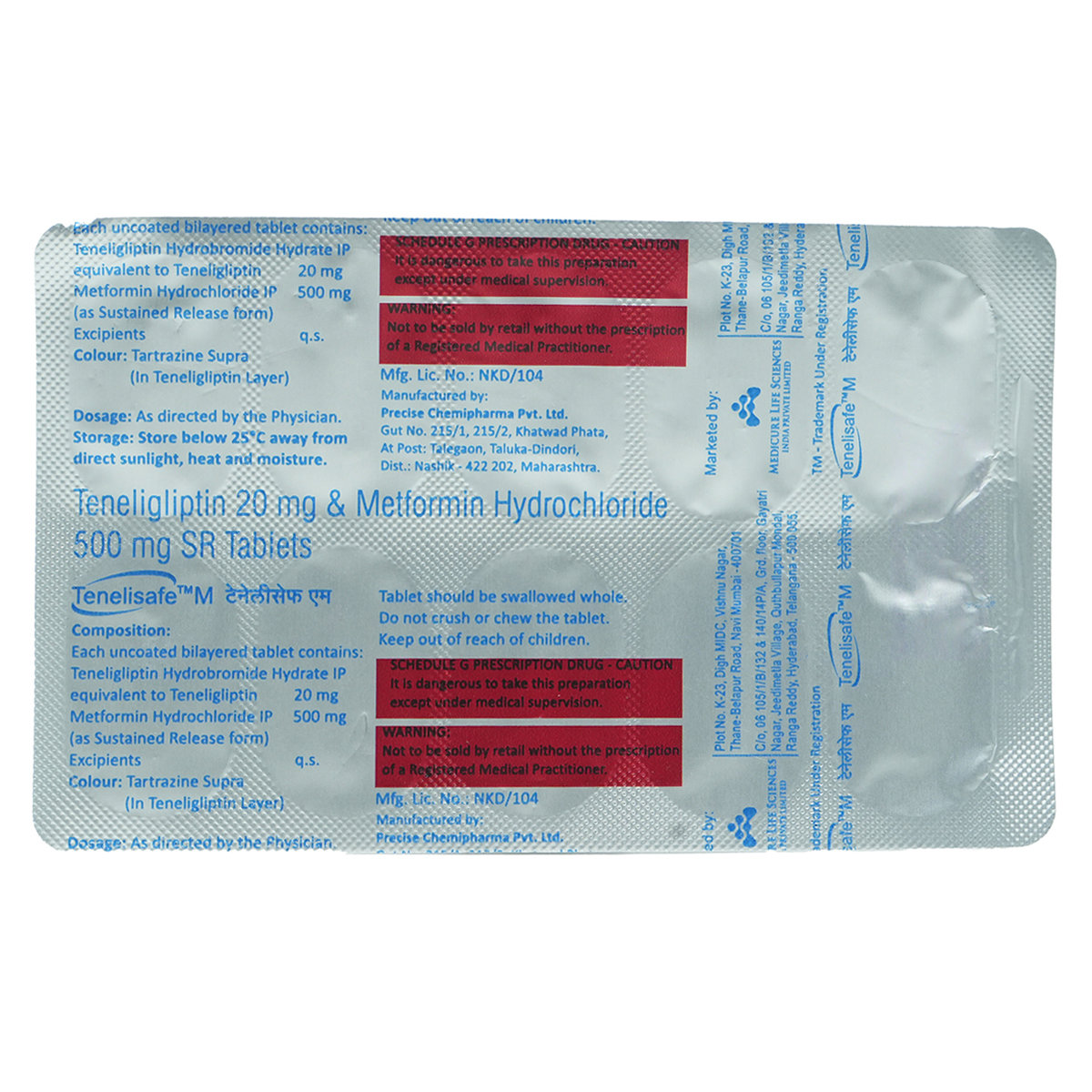 Tenelisafe M Tablet 10's, Pack of 10 TABLETS Tenelisafe M Tablet 10's, Pack of 10 TABLETS