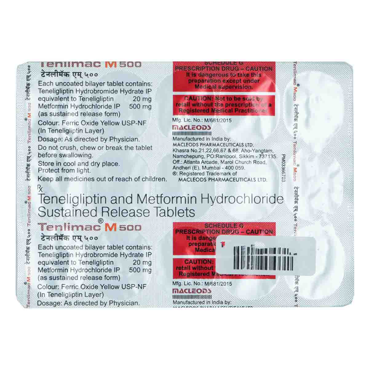 Tenlimac M 500 Tablet 15's, Pack of 15 TABLETS Tenlimac M 500 Tablet 15's, Pack of 15 TABLETS