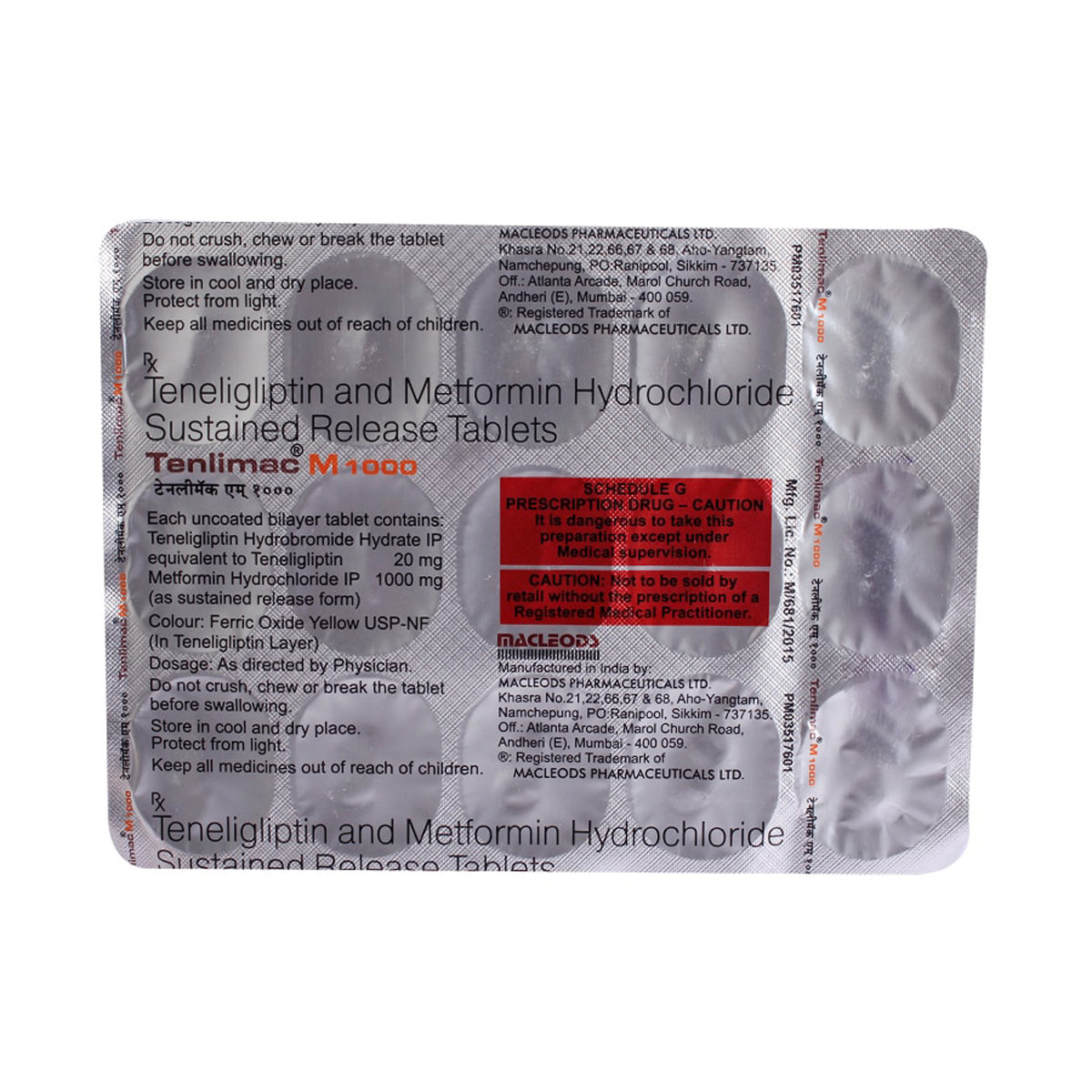 Tenlimac M 1000 Tablet 15's, Pack of 15 TABLETS Tenlimac M 1000 Tablet 15's, Pack of 15 TABLETS