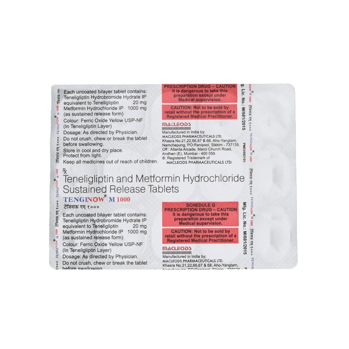 Tenginow M 1000 Tablet 15's, Pack of 15 TABLETS Tenginow M 1000 Tablet 15's, Pack of 15 TABLETS