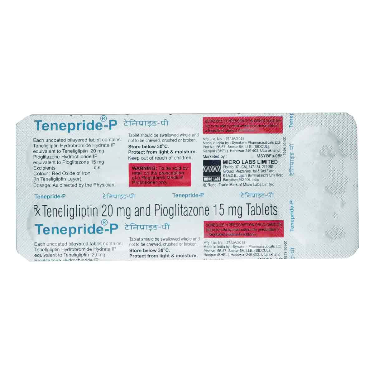 Tenepride-P 20 mg/15 mg Tablet 10's, Pack of 10 TabletS Tenepride-P 20 mg/15 mg Tablet 10's, Pack of 10 TabletS