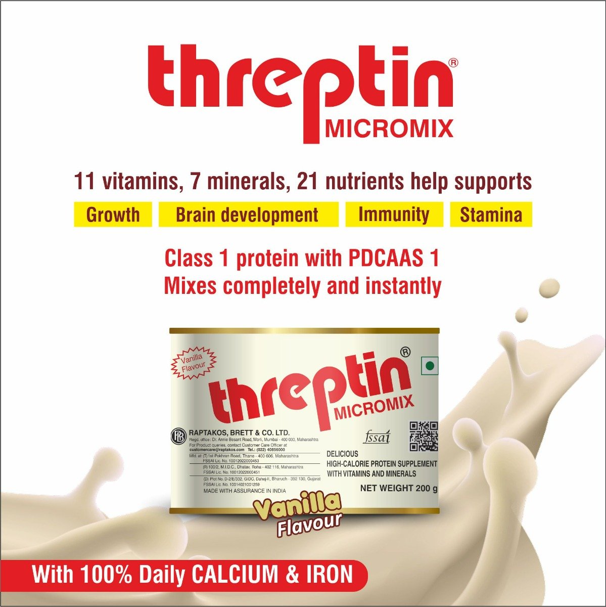 Threptin Micromix Vanilla Flavour Powder, 200 gm, Pack of 1 Threptin Micromix Vanilla Flavour Powder, 200 gm, Pack of 1