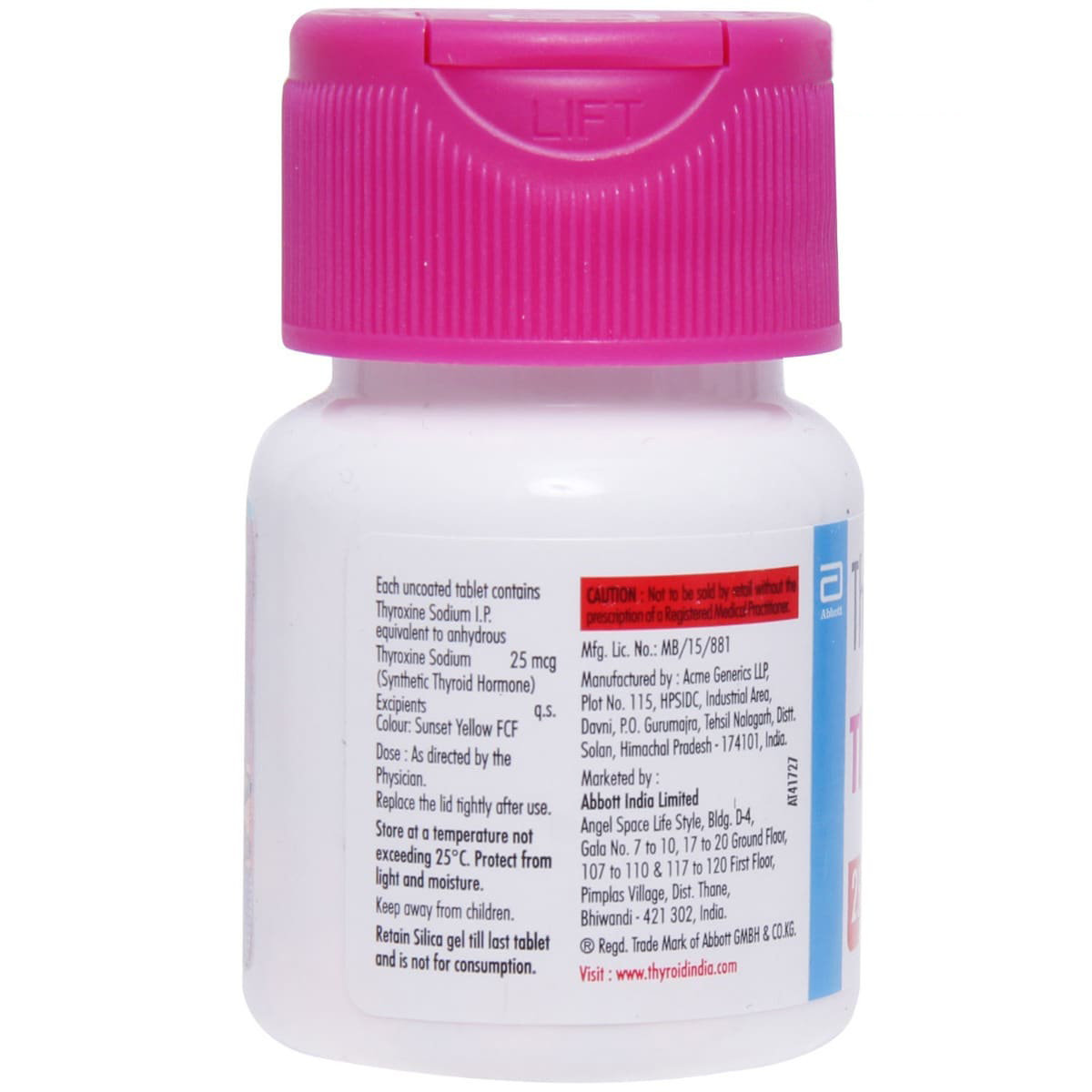 Thyronorm 25 mcg Tablet 120's, Pack of 1 TABLET Thyronorm 25 mcg Tablet 120's, Pack of 1 TABLET
