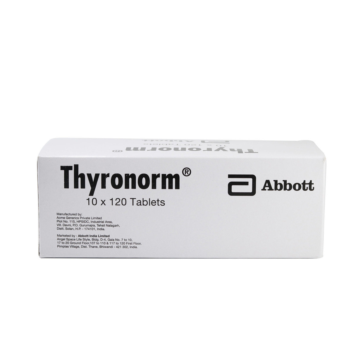Thyronorm 12.5 mcg Tablet 120's, Pack of 1 TABLET Thyronorm 12.5 mcg Tablet 120's, Pack of 1 TABLET