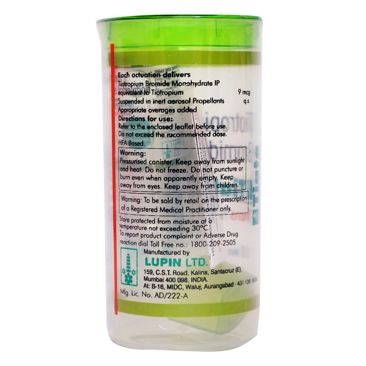 Tiate Transhaler 180 mdi, Pack of 1 INHALER Tiate Transhaler 180 mdi, Pack of 1 INHALER