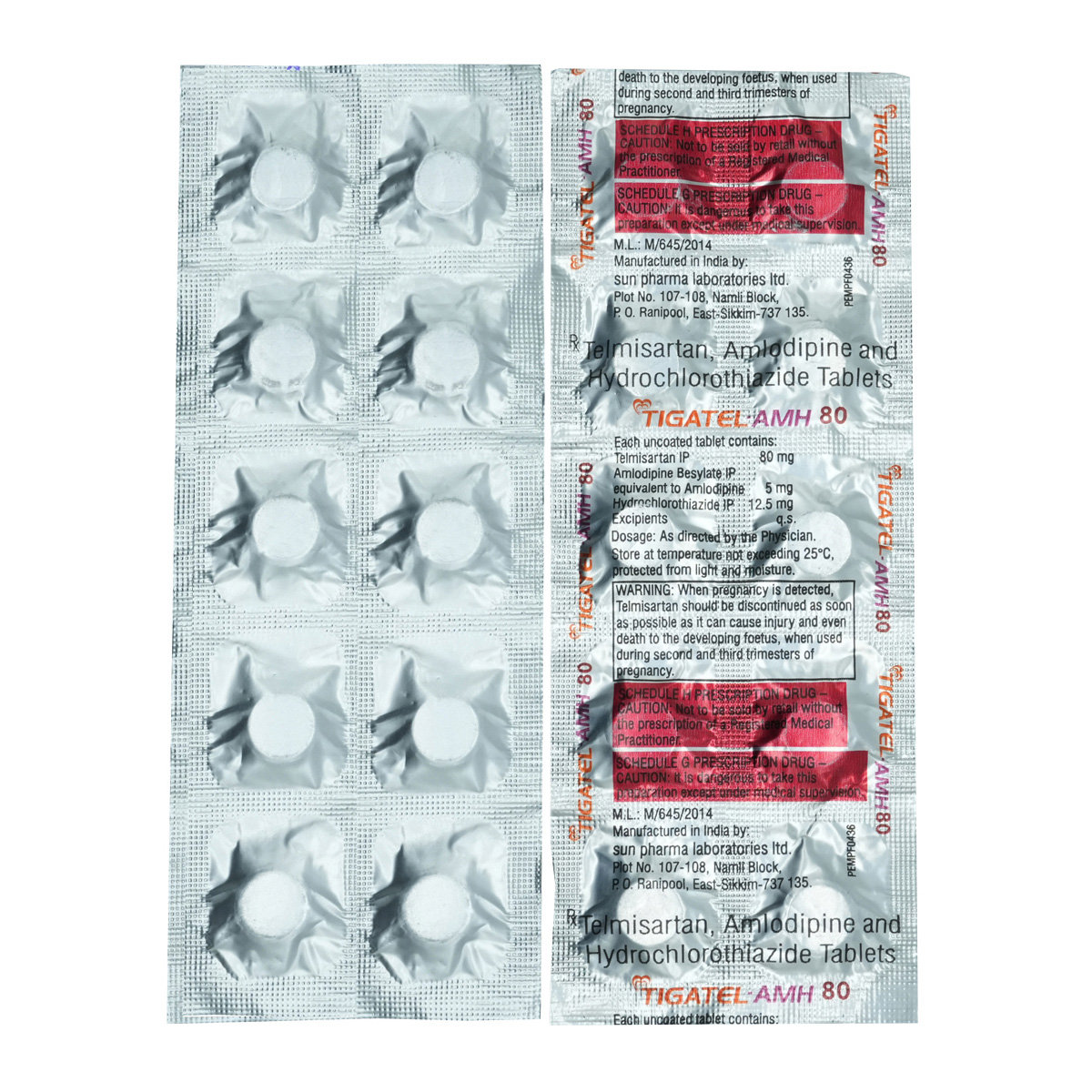 Tigatel AMH 80mg/5mg/12.5mg Tablet 10's, Pack of 10 Tigatel AMH 80mg/5mg/12.5mg Tablet 10's, Pack of 10