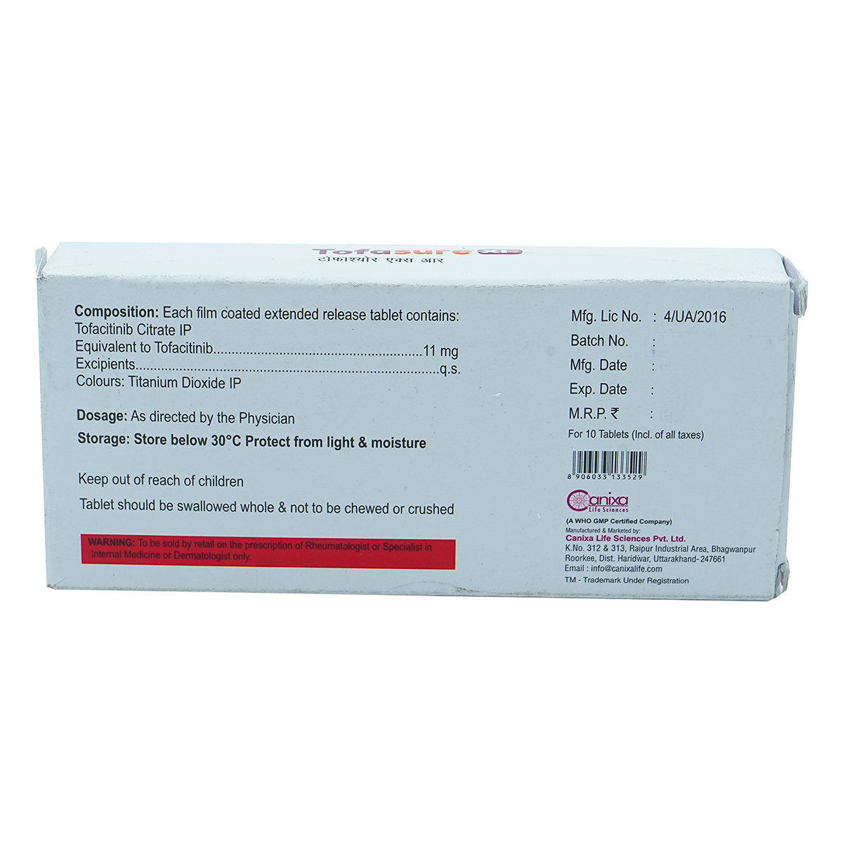 Tofasure XR Tablet 10's, Pack of 10 TabletS Tofasure XR Tablet 10's, Pack of 10 TabletS