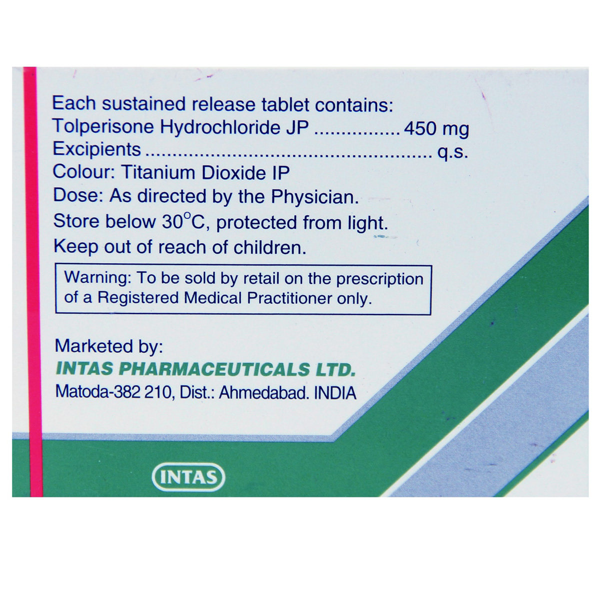 Tolperitas-SR 450 Tablet 10's, Pack of 10 TABLETS Tolperitas-SR 450 Tablet 10's, Pack of 10 TABLETS