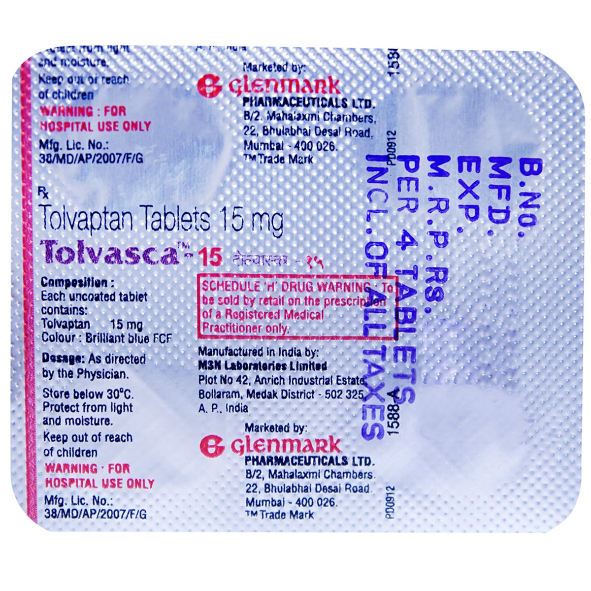 Tolvasca-15 Tablet 4's, Pack of 4 TabletS Tolvasca-15 Tablet 4's, Pack of 4 TabletS