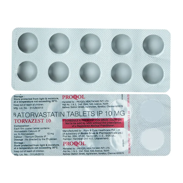 TORVAZEST 10MG TABLET 10'S, Pack of 10 TabletS