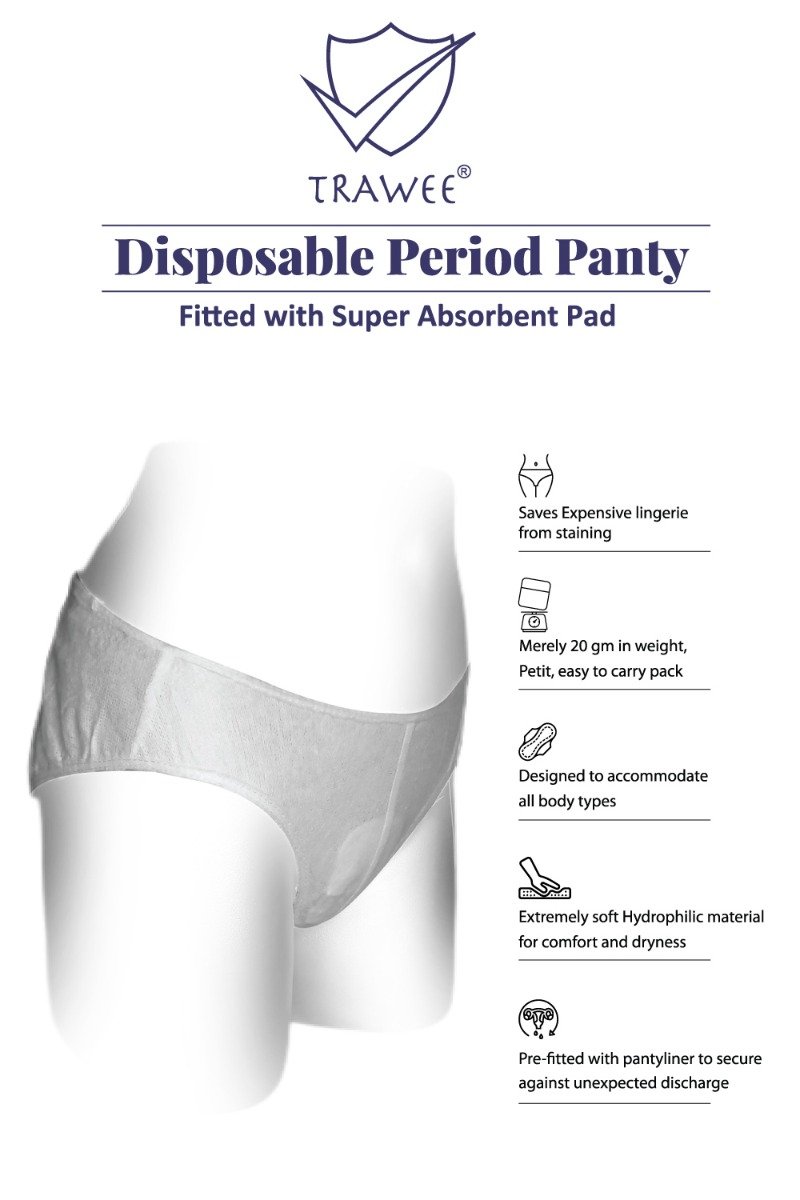 Trawee-PP Disposable Period Panty Large, 5 Count, Pack of 1 Trawee-PP Disposable Period Panty Large, 5 Count, Pack of 1
