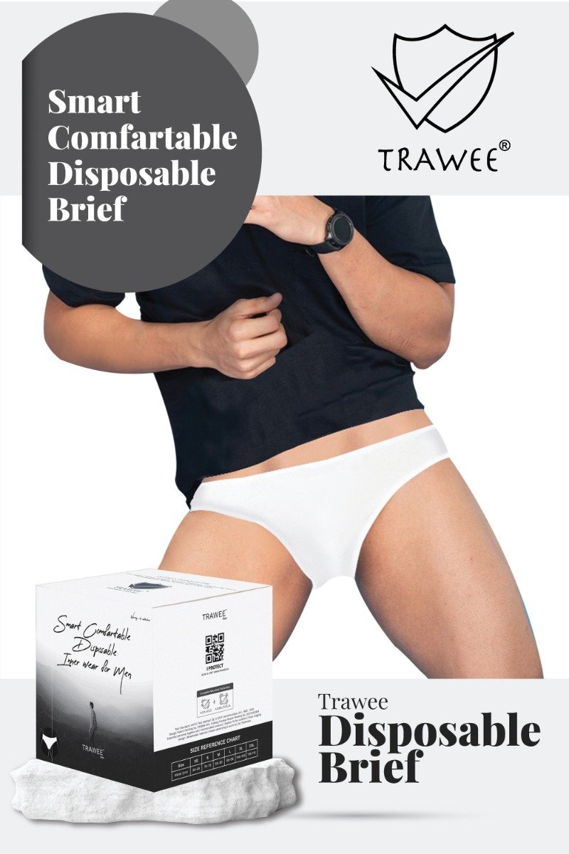 Trawee Men's Travel Disposable Brief Medium, 5 Count, Pack of 1 Trawee Men's Travel Disposable Brief Medium, 5 Count, Pack of 1