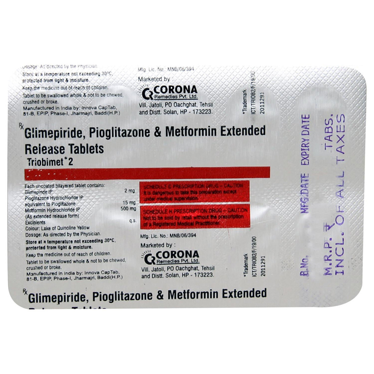 Triobimet 2 Tablet 10's, Pack of 10 TABLETS Triobimet 2 Tablet 10's, Pack of 10 TABLETS