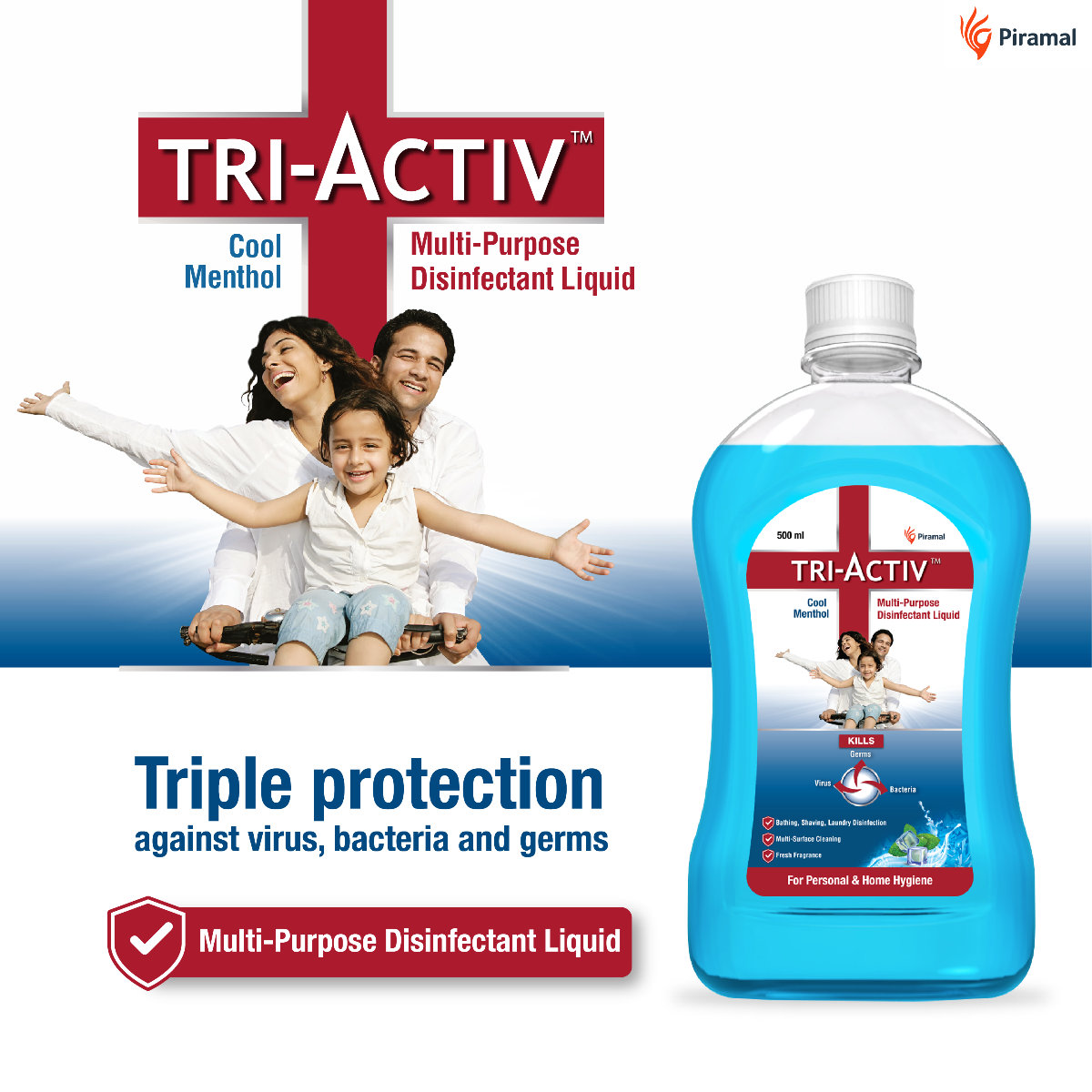Tri-Activ Menthol Cool Multi-Purpose Disinfectant Liquid, 500 ml, Pack of 1 Tri-Activ Menthol Cool Multi-Purpose Disinfectant Liquid, 500 ml, Pack of 1