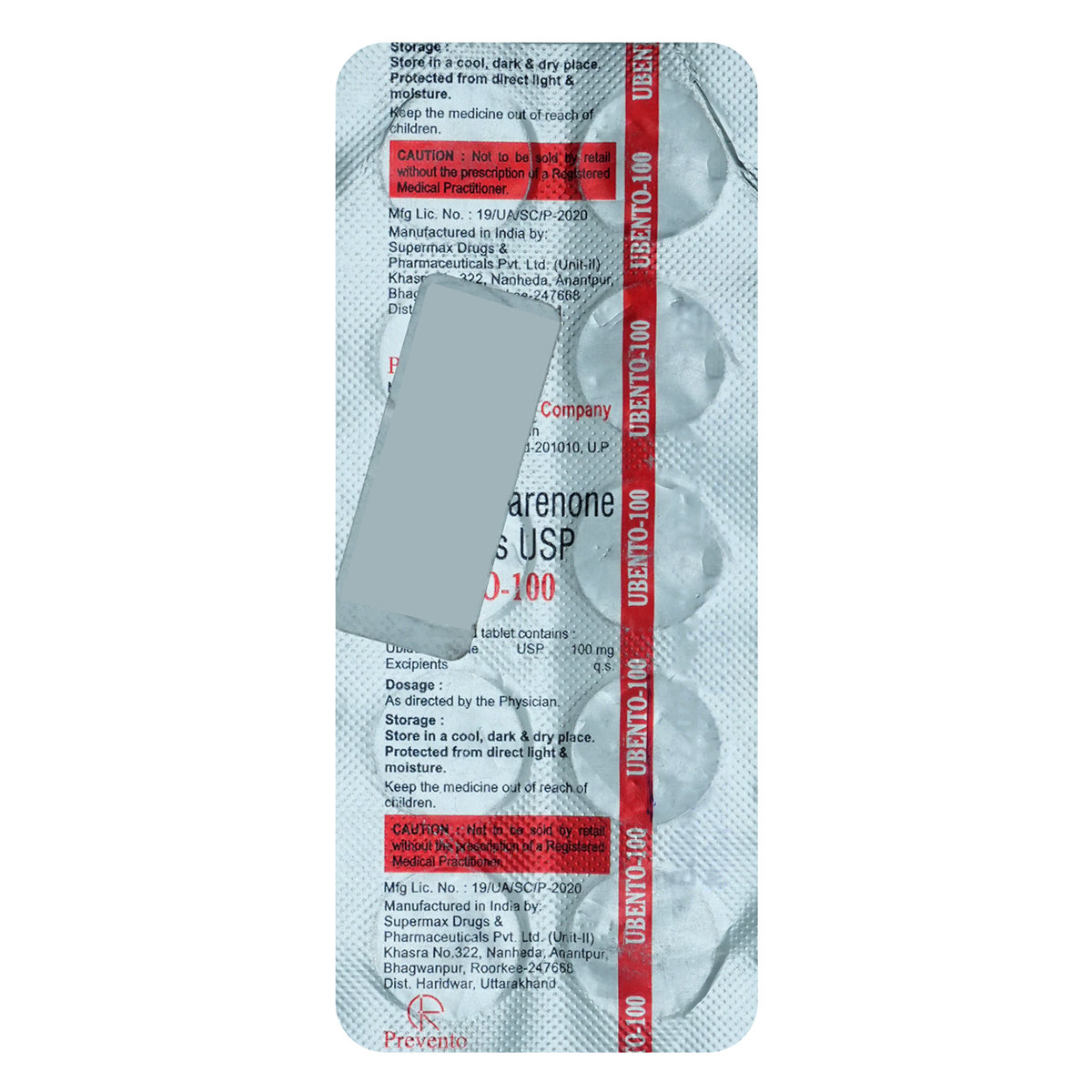 Ubento-100 Tablet 10's, Pack of 10 TABLETS Ubento-100 Tablet 10's, Pack of 10 TABLETS