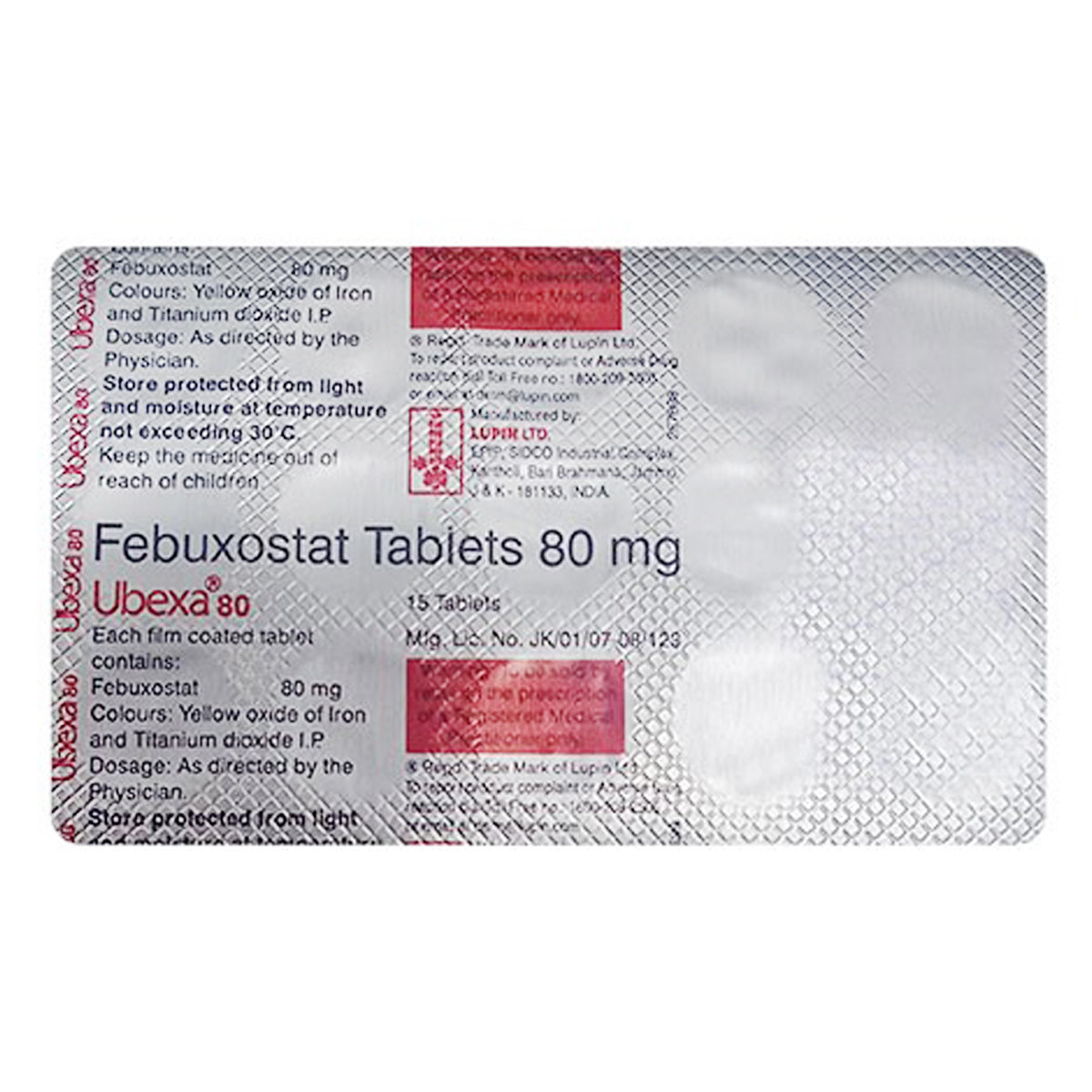 Ubexa 80 mg Tablet 15's, Pack of 15 TabletS Ubexa 80 mg Tablet 15's, Pack of 15 TabletS
