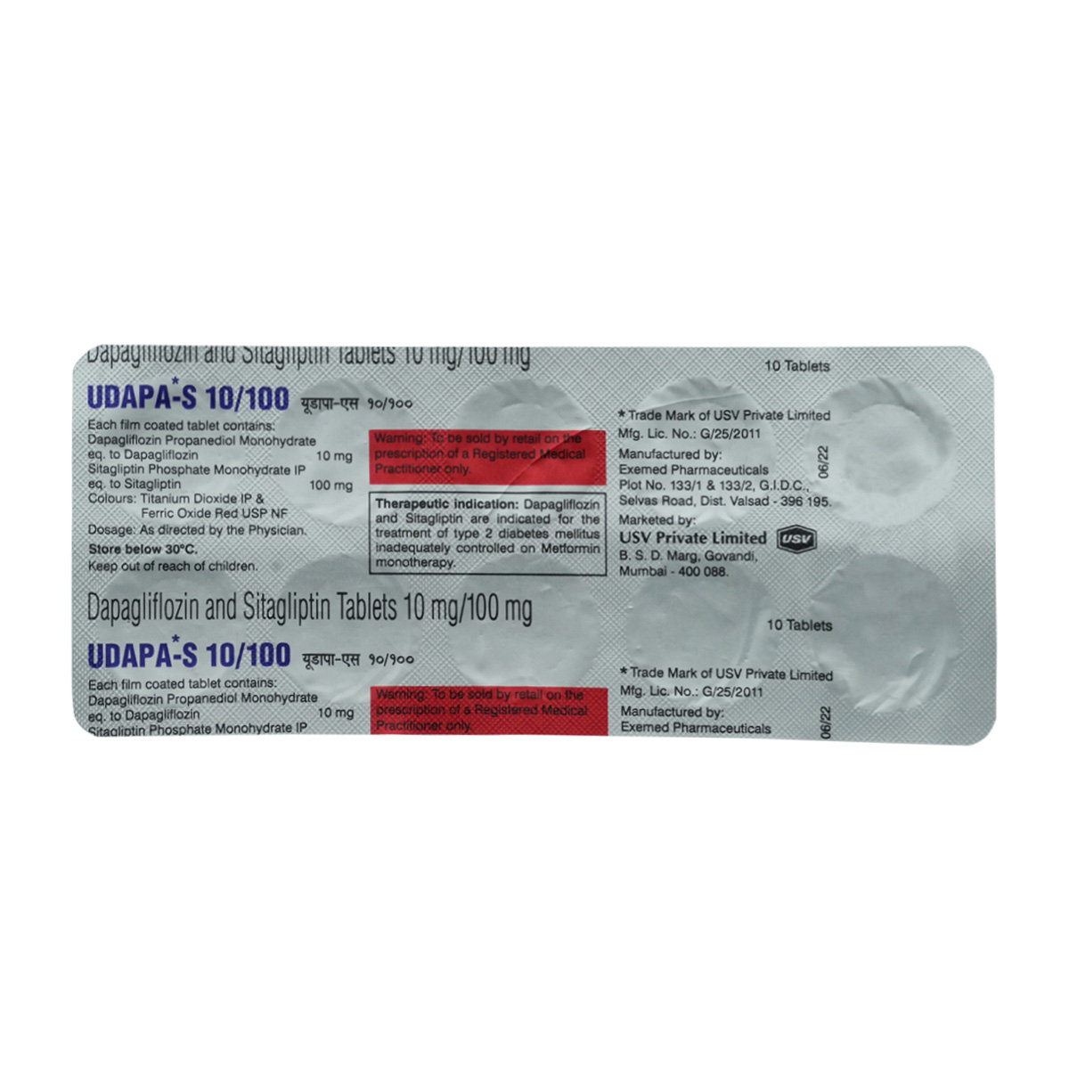 Udapa-S 10 mg/100 mg Tablet 10's, Pack of 10 Udapa-S 10 mg/100 mg Tablet 10's, Pack of 10