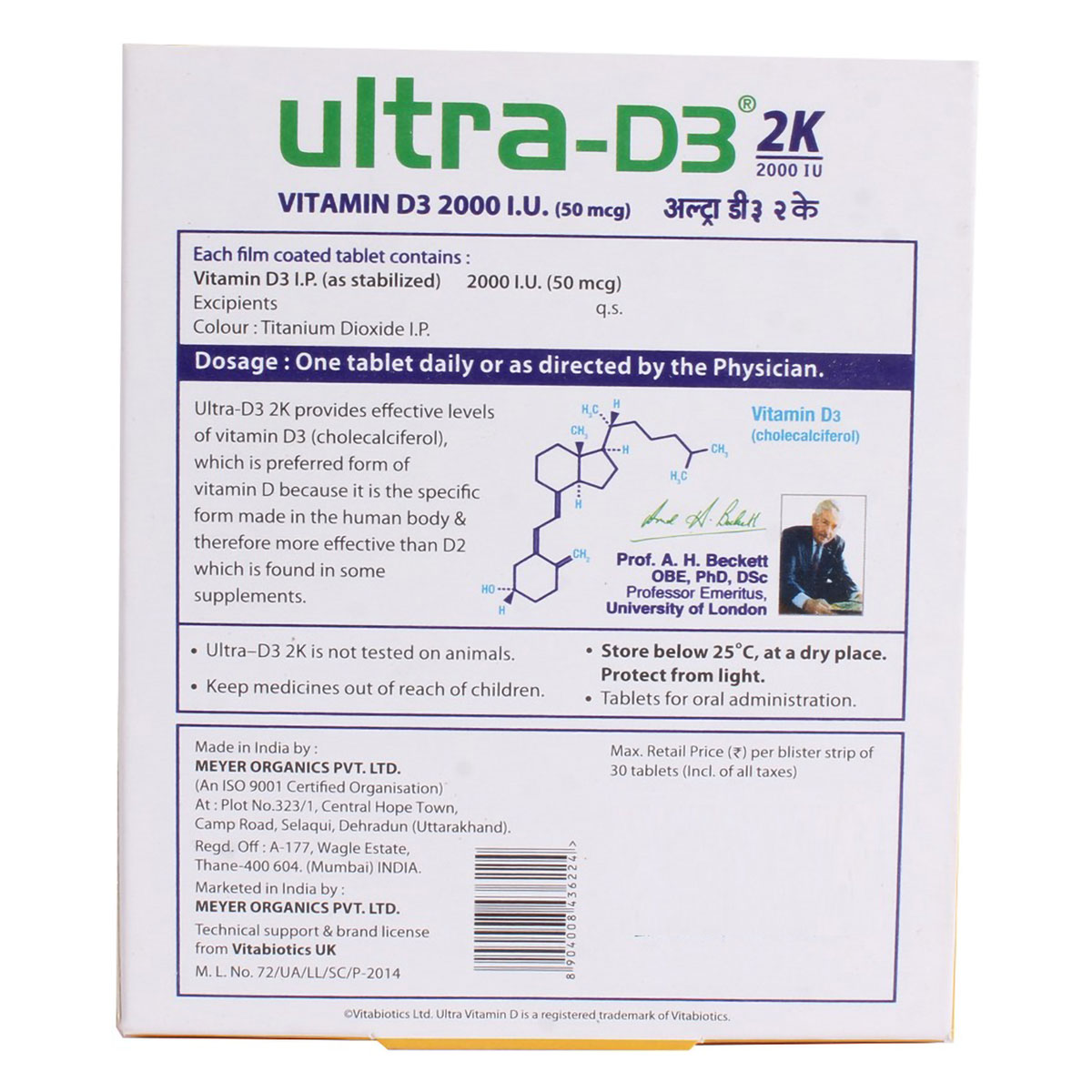 Ultra D3 2K Tablet 30's, Pack of 30 Ultra D3 2K Tablet 30's, Pack of 30