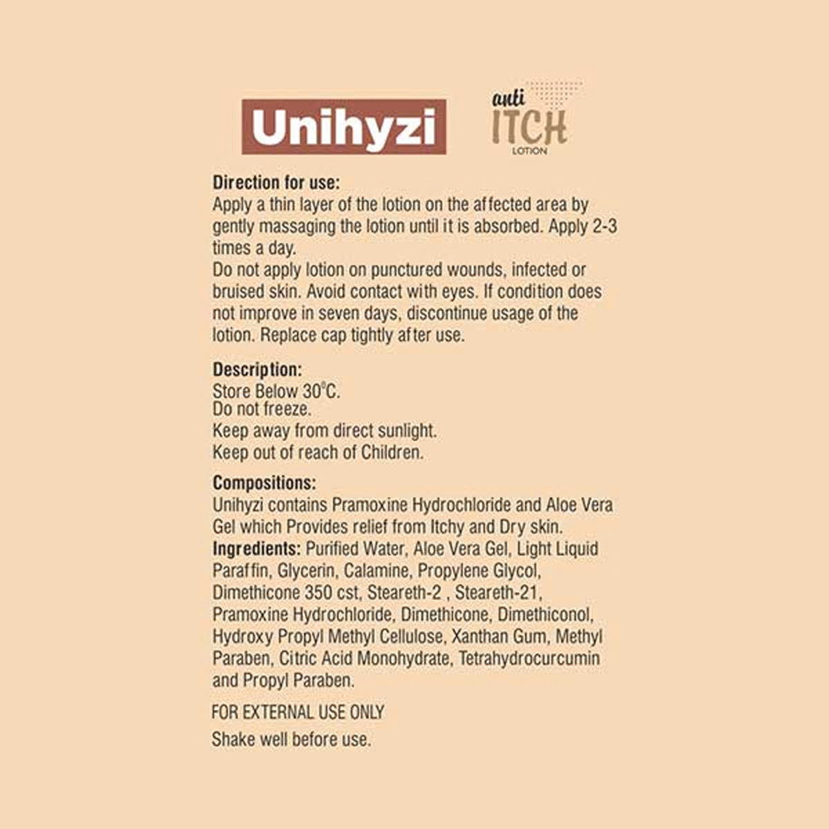 Unihyzi Anti Itch Lotion 100 ml, Pack of 1 Unihyzi Anti Itch Lotion 100 ml, Pack of 1