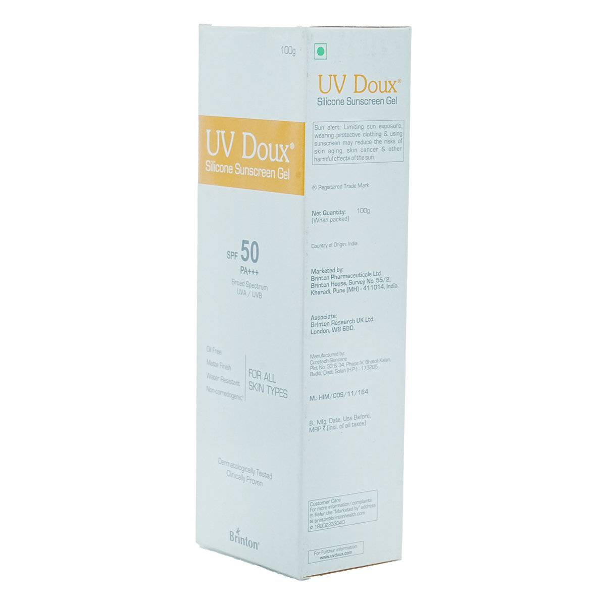 UV Doux SPF 50 Silicon Sunscreen Gel 100 gm, Pack of 1 UV Doux SPF 50 Silicon Sunscreen Gel 100 gm, Pack of 1