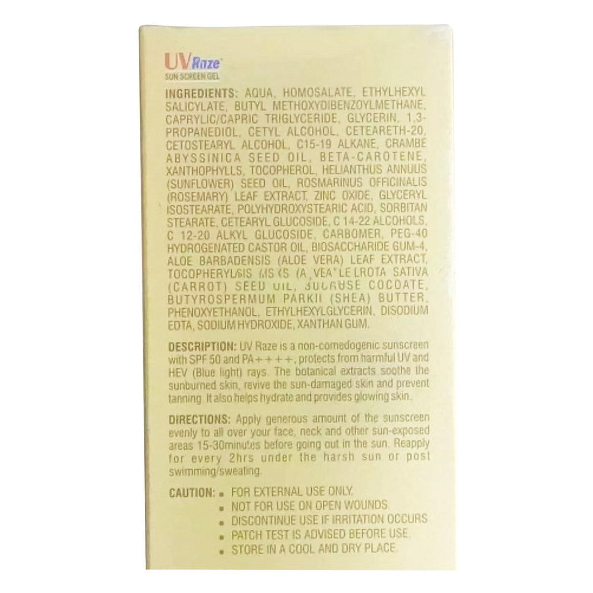 Uv Raze Spf 50+ Pa++++ Sunscreen Gel 75 ml, Pack of 1 Uv Raze Spf 50+ Pa++++ Sunscreen Gel 75 ml, Pack of 1