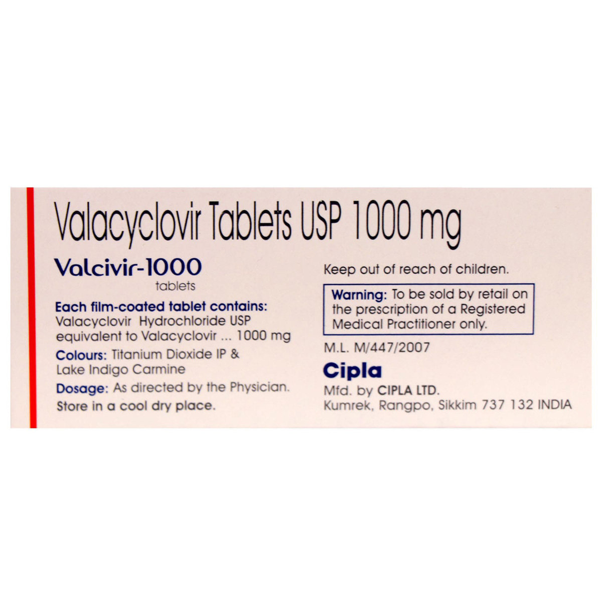 Valcivir 1000 Tablet 3's, Pack of 3 TABLETS Valcivir 1000 Tablet 3's, Pack of 3 TABLETS