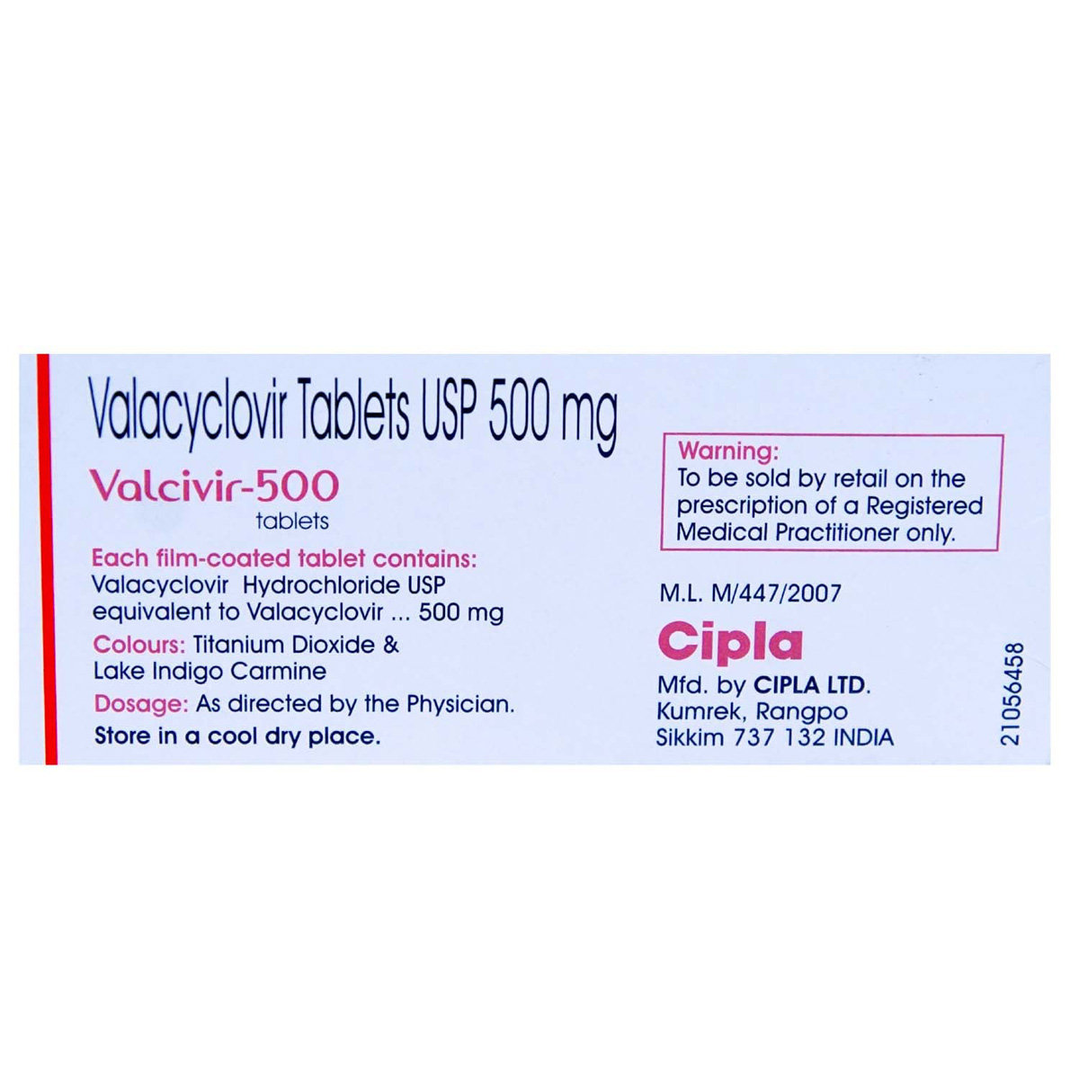Valcivir-500 Tablet 3's, Pack of 3 TABLETS Valcivir-500 Tablet 3's, Pack of 3 TABLETS